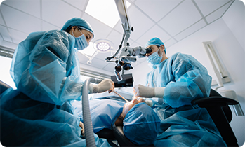 Two dentists placing dental implants