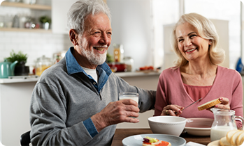 Senior man and woman having a meal