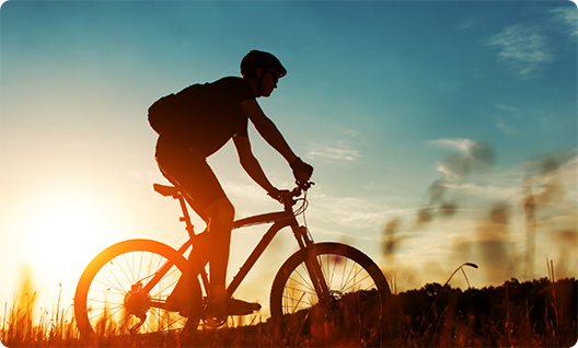 Man riding bicycle during sunset