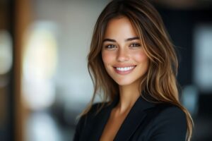 Smiling young woman with beautiful, straight teeth